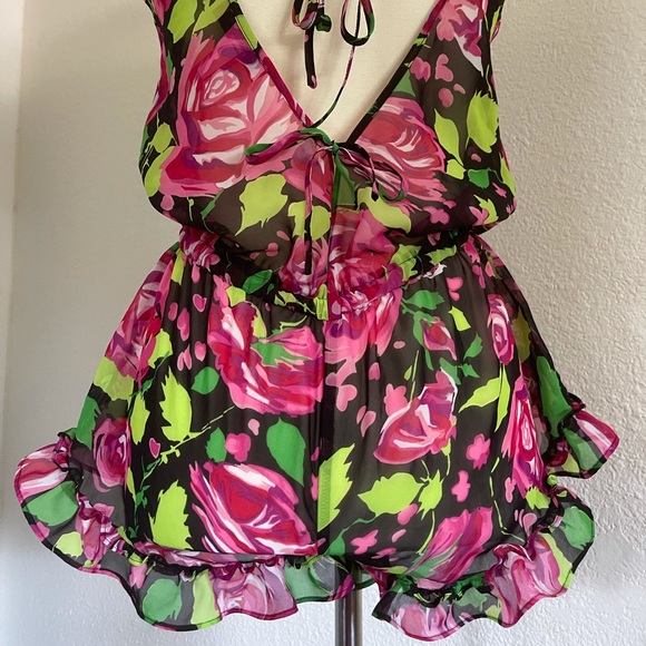 Betsey Johnson, floral, intimates romper - Picture 6 of 7